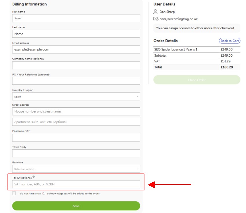 VAT Removal with Tax ID
