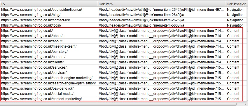 Link Position Classification