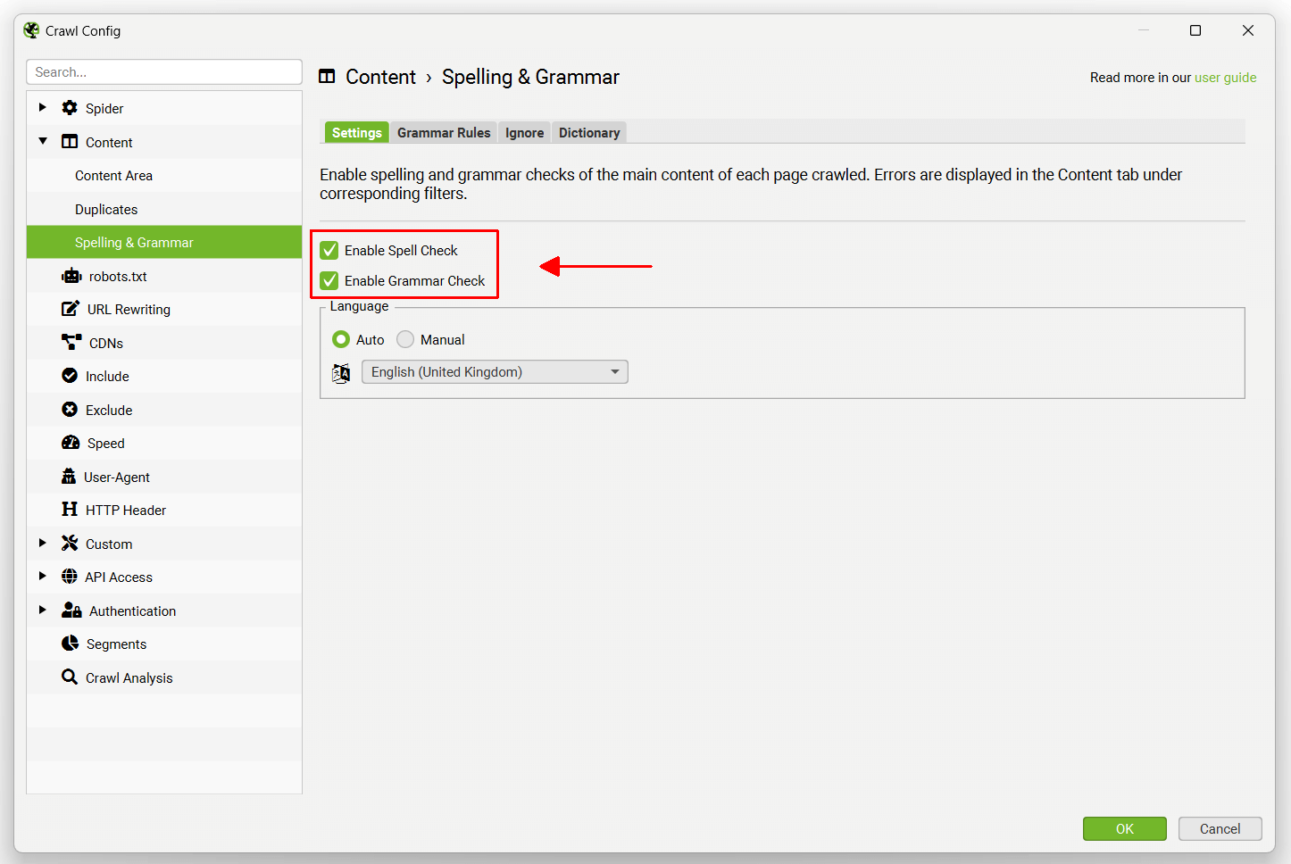 Enable Spelling and Grammar Checks