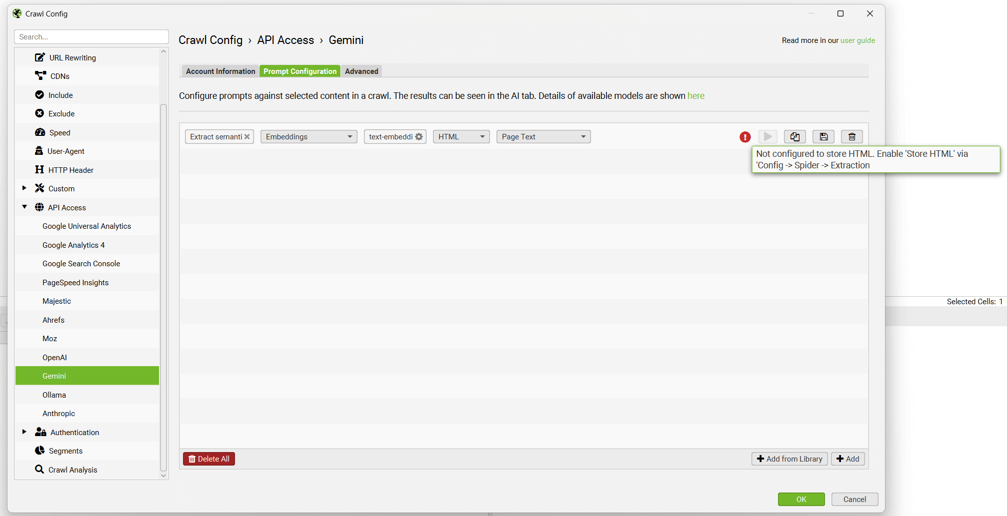Gemini embeddings need to store HTML