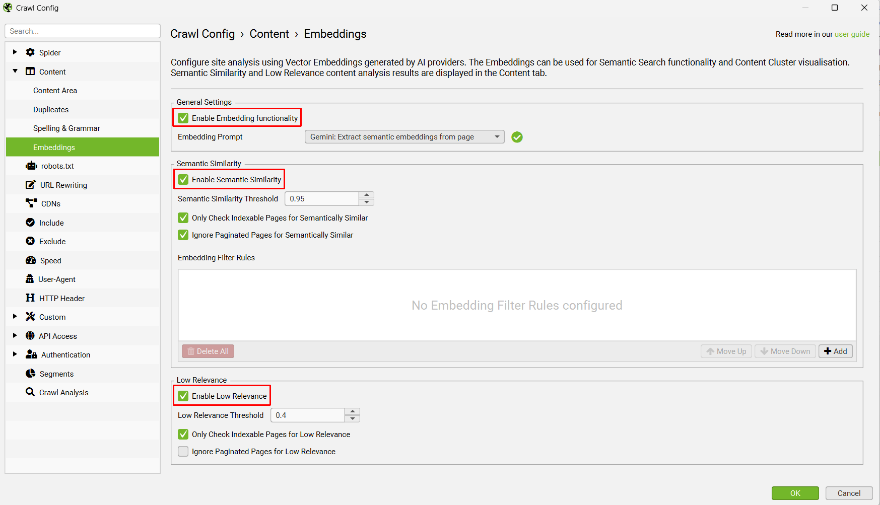 Embedding Configuration